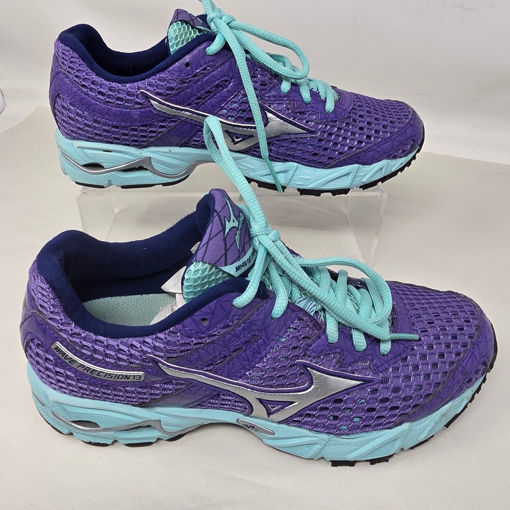 Mizuno Wave Precision 13 Running Shoes Women 6.5 Purple Teal Excellent 8KN-21503